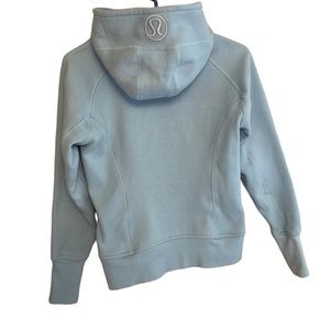 Lululemon full zip scuba hoodie pale blue/grey size 6. Very good used condition.